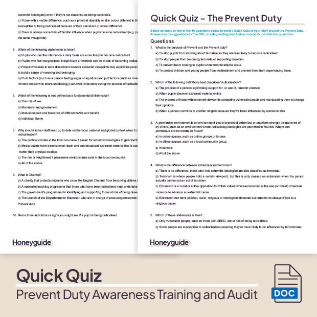 Prevent Duty Awareness Training and Audit Bundle