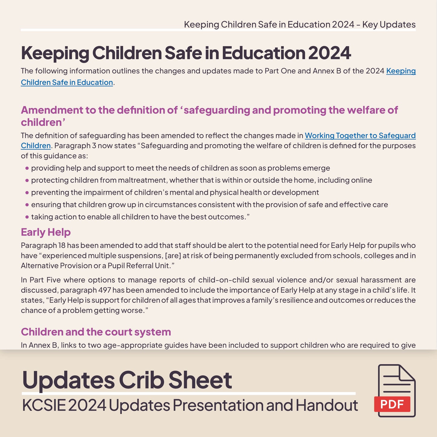 KCSIE 2024 Training Update PowerPoint and Handout