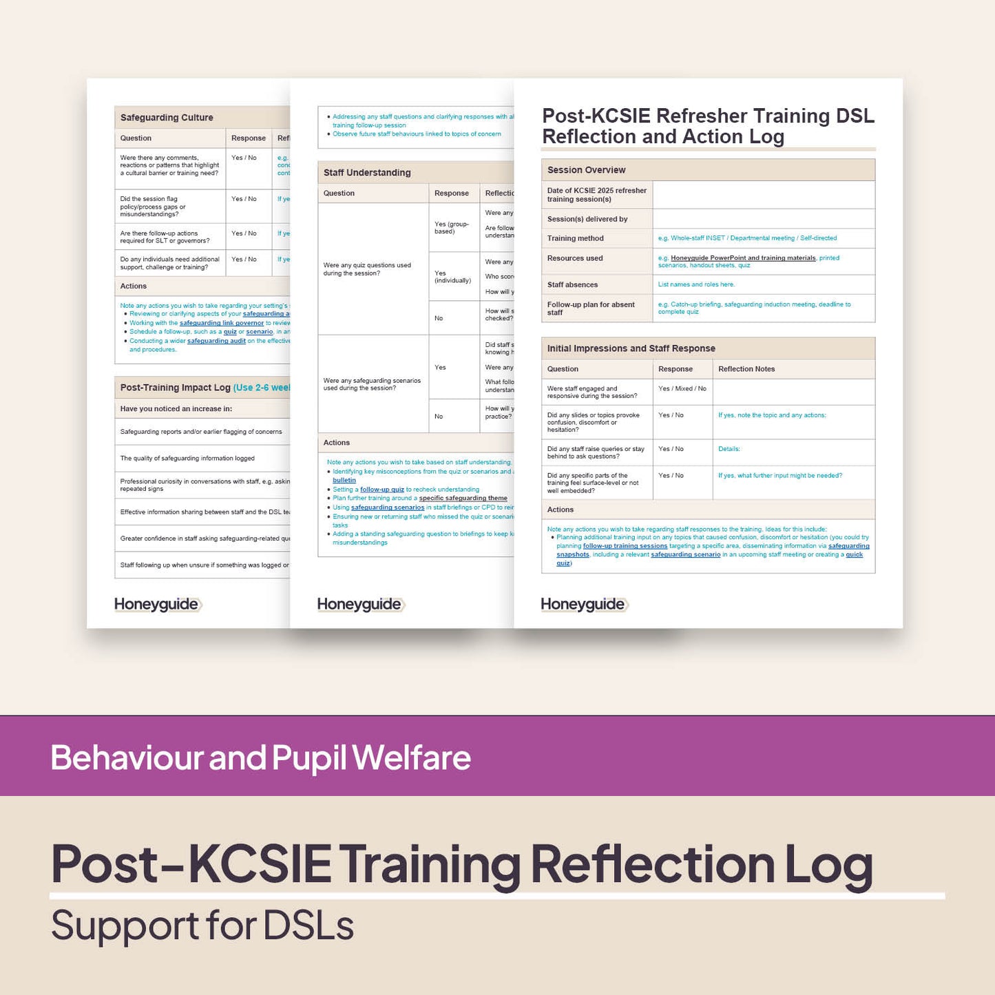 Post-KCSIE Training Reflection and Action Log