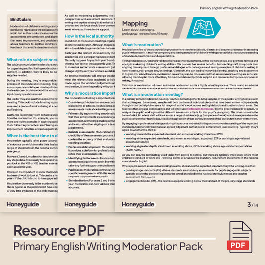 Primary English Writing Moderation Pack - Honeyguide School Leader Support