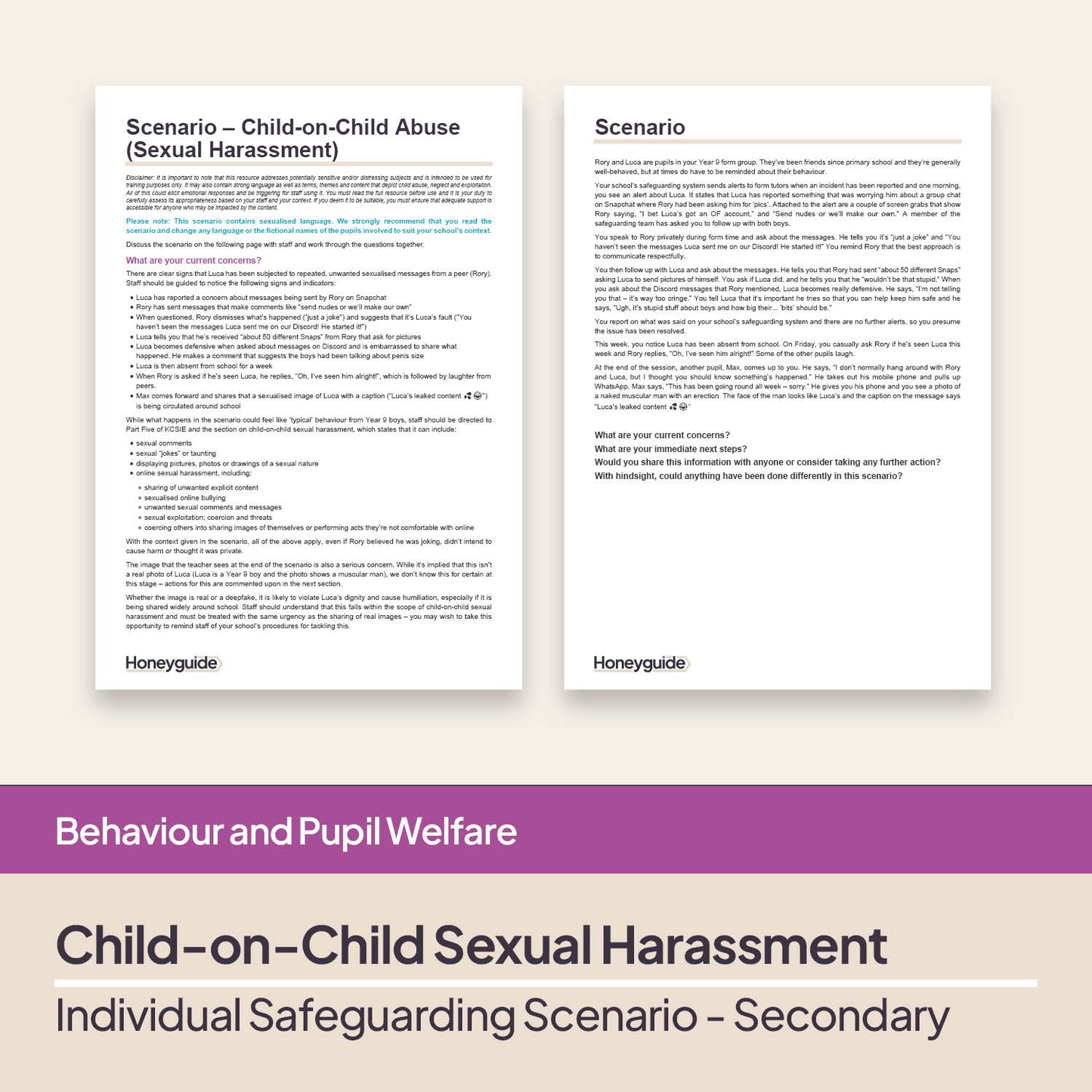 Safeguarding Scenarios - Child-on-Child Sexual Harassment