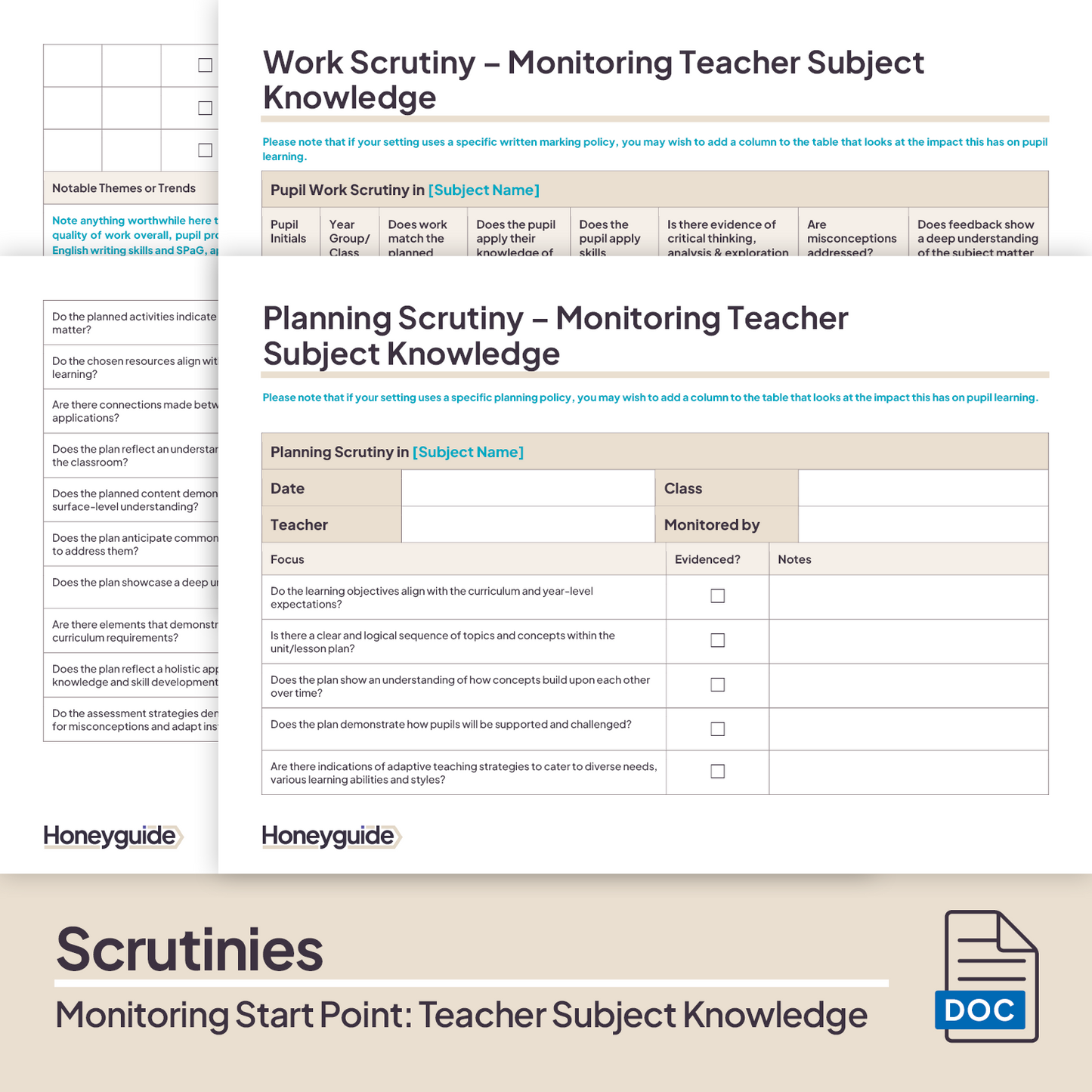 Monitoring Start Point: Teacher Subject Knowledge