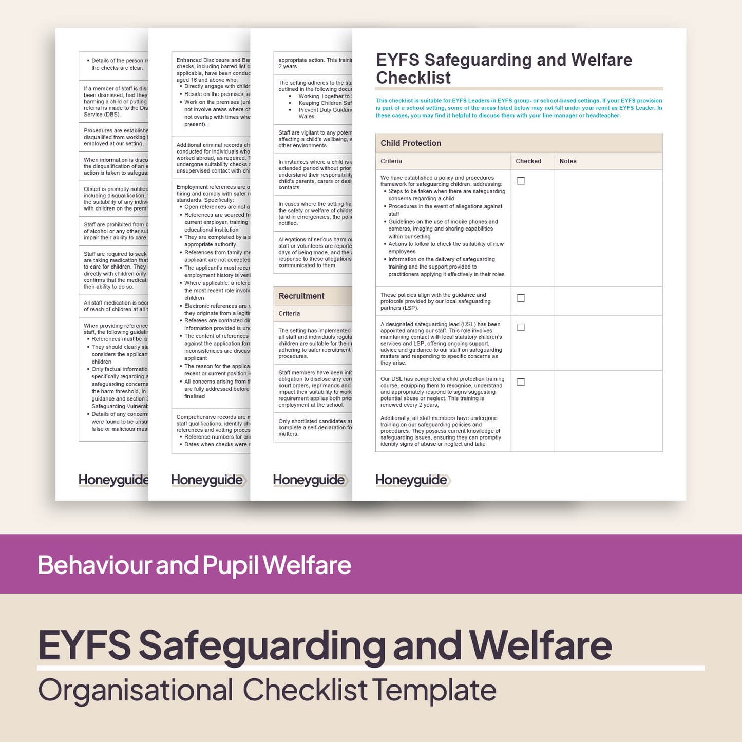 EYFS Safeguarding and Welfare Checklist
