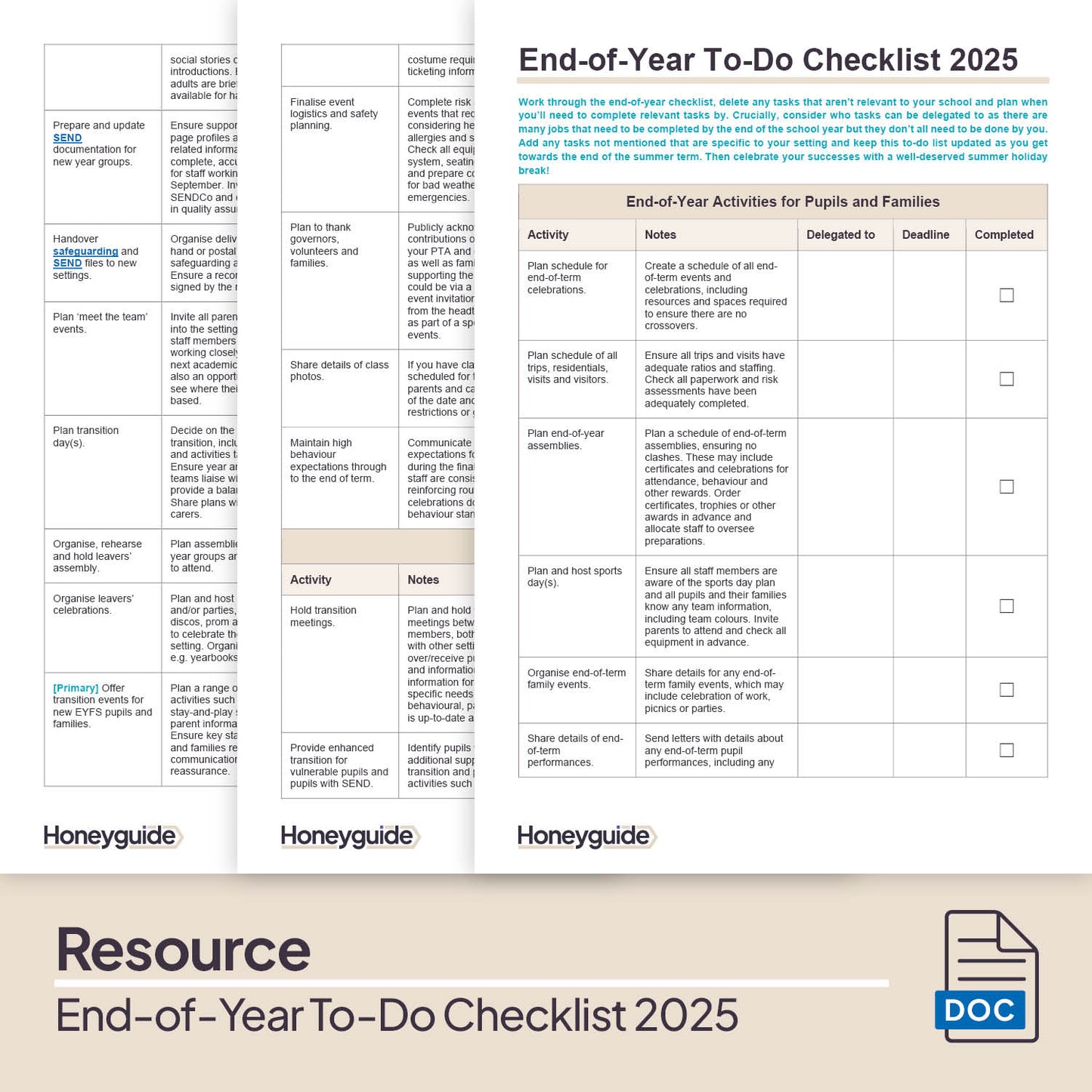 A free editable to-do list for school leaders to use in the final weeks of the 2025 summer term