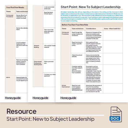 Start Point: New To Subject Leadership