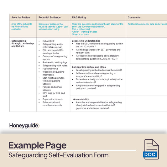 Safeguarding Self-Evaluation Form (SEF) Template