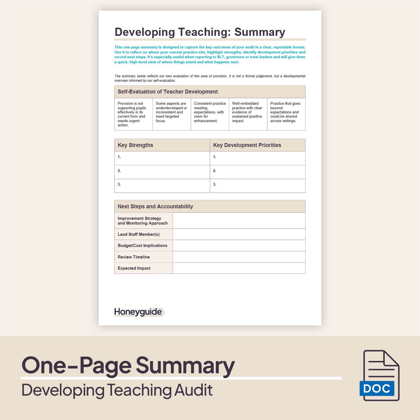 Developing Teaching Audit Pack (2025)