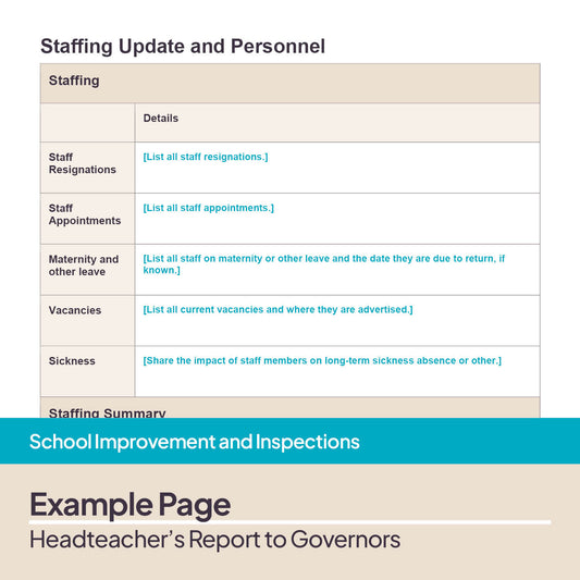 Headteacher's Report to Governors Template