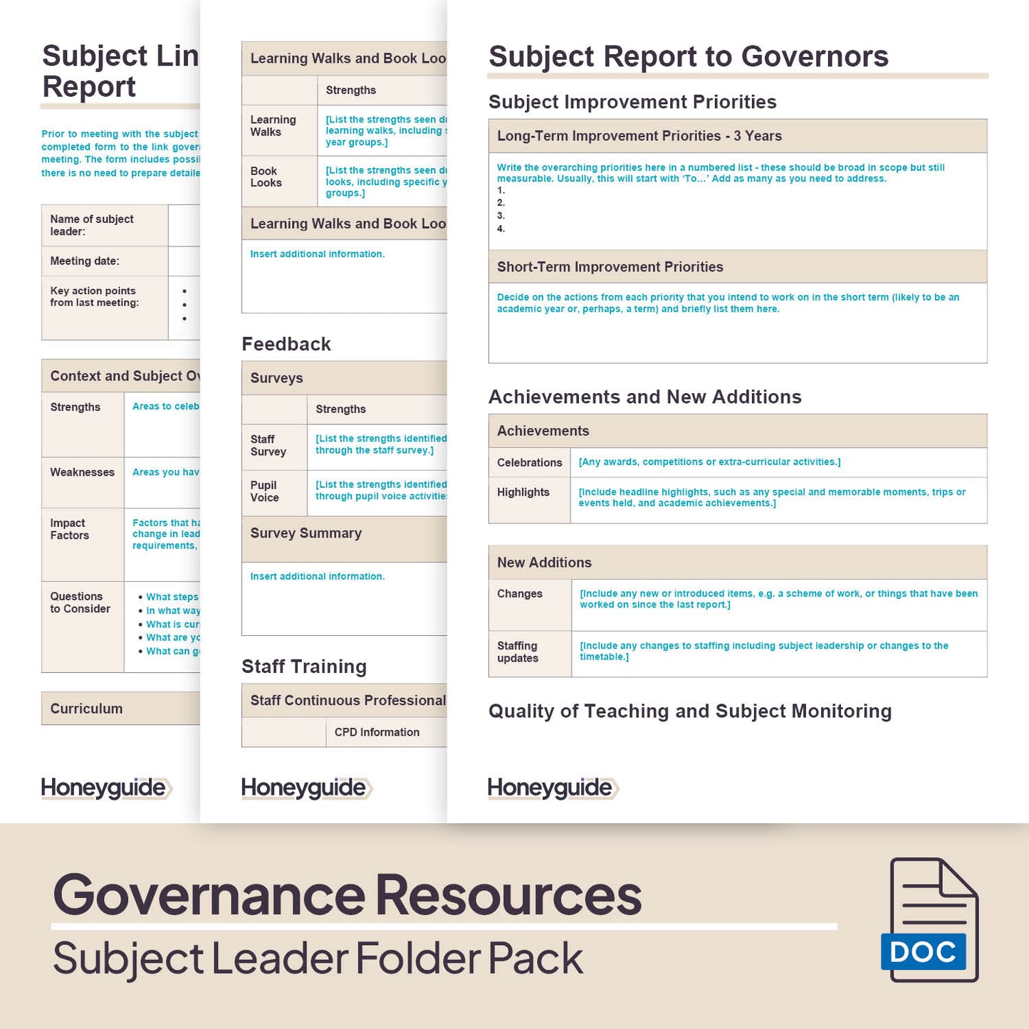 Subject Leader Folder Pack