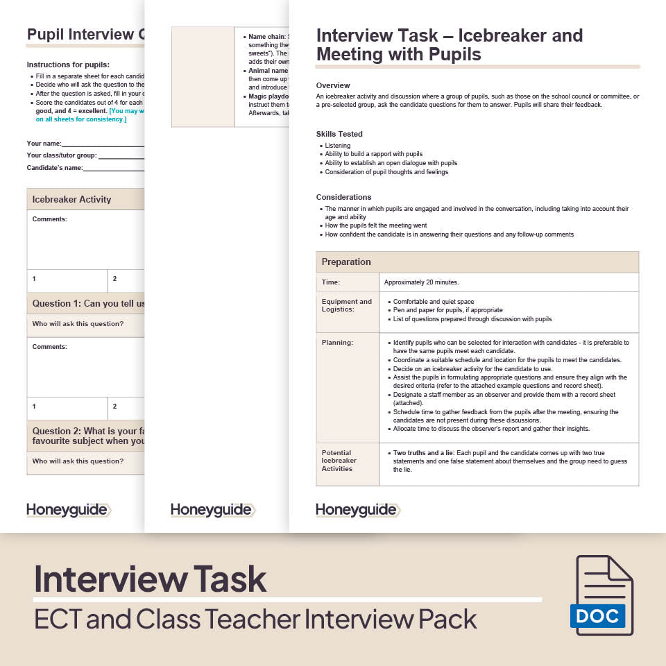 ECT and Class Teacher Interview Pack