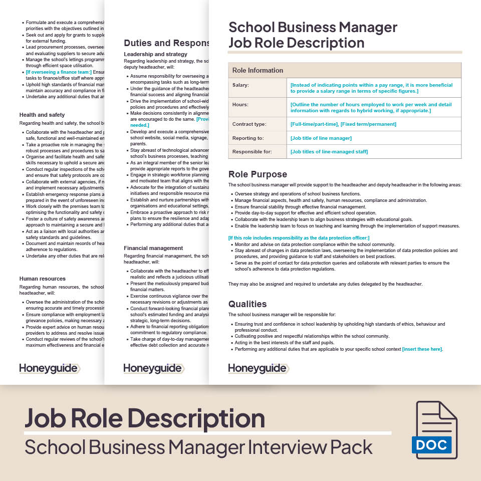 School Business Manager Interview Pack
