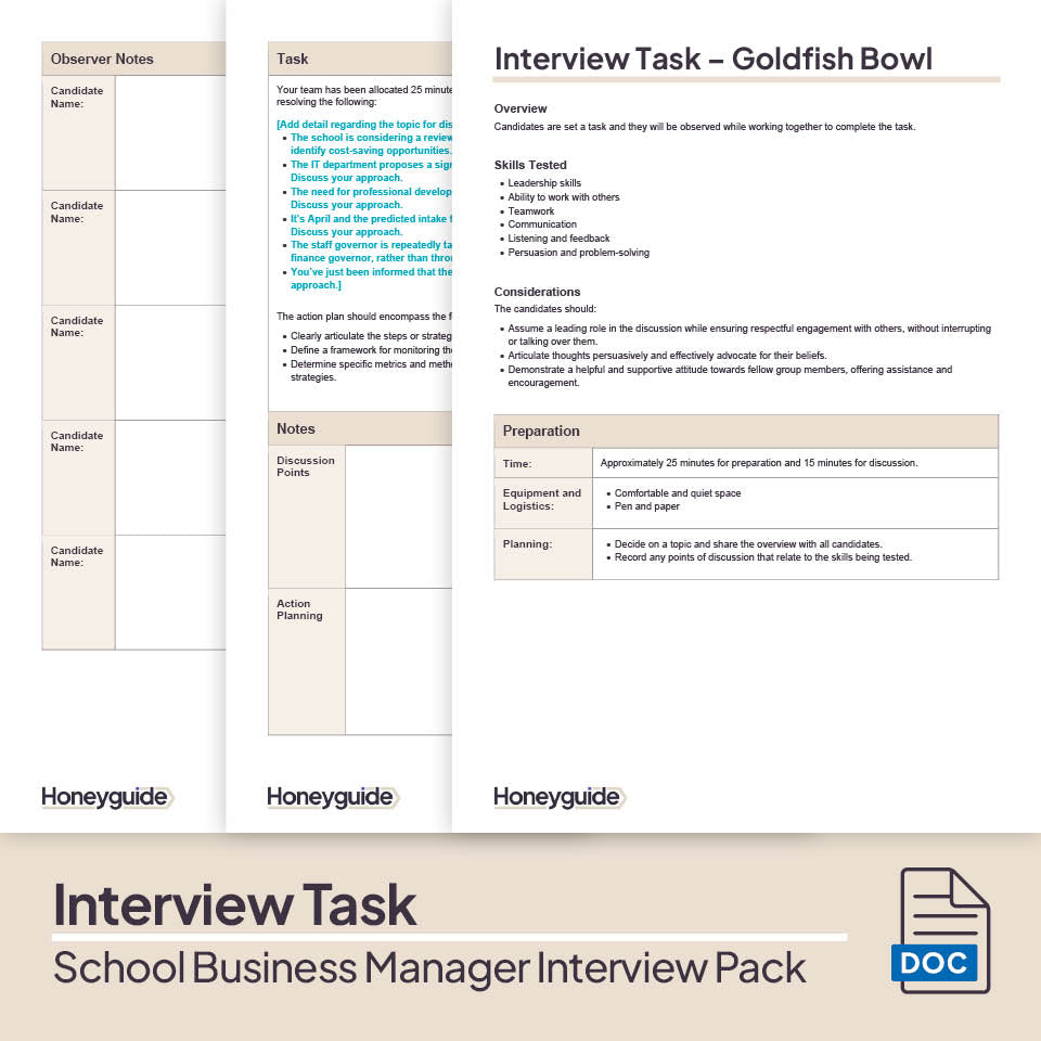 School Business Manager Interview Pack