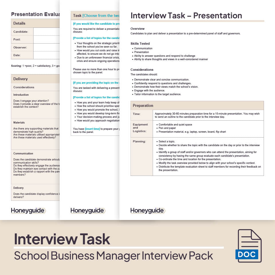 School Business Manager Interview Pack