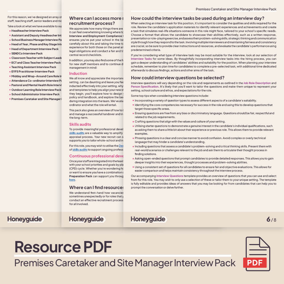 Premises Caretaker and Site Manager Interview Pack