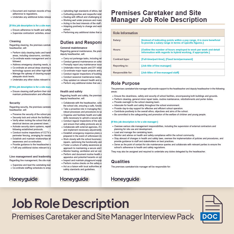 Premises Caretaker and Site Manager Interview Pack