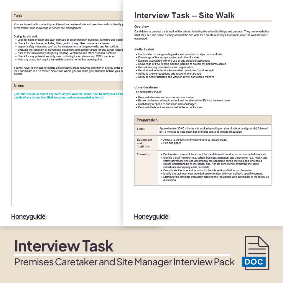 Premises Caretaker and Site Manager Interview Pack
