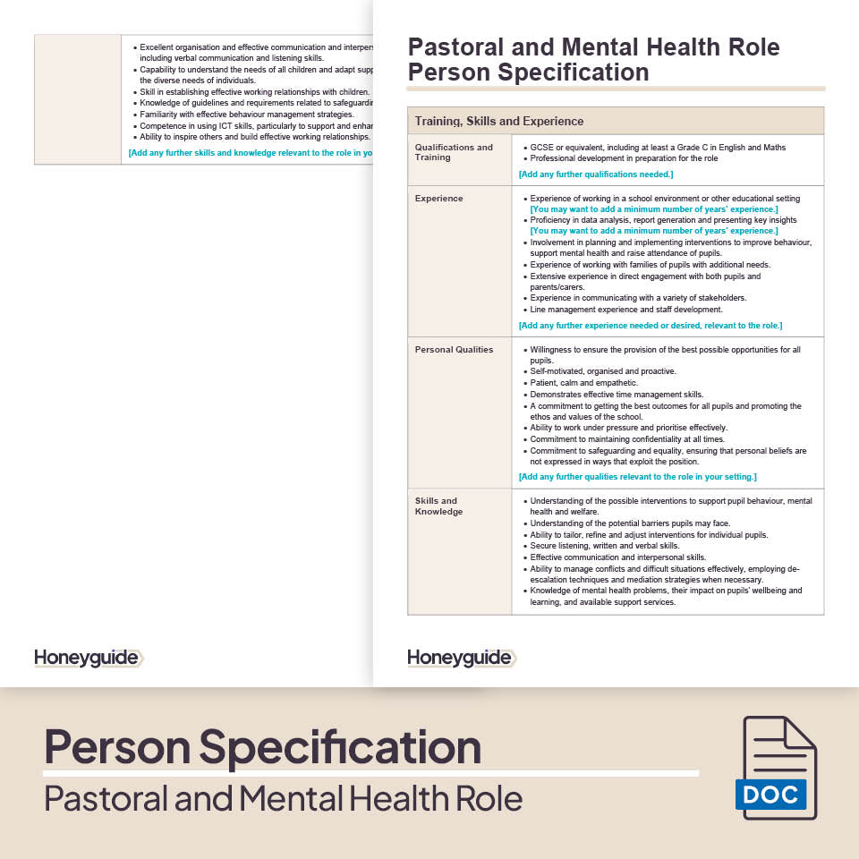 Pastoral and Mental Health Role Interview Pack