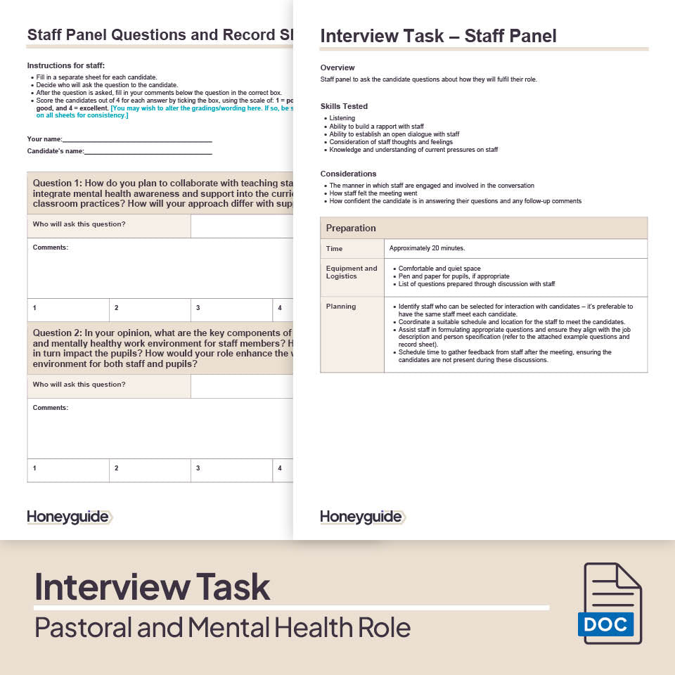 Pastoral and Mental Health Role Interview Pack
