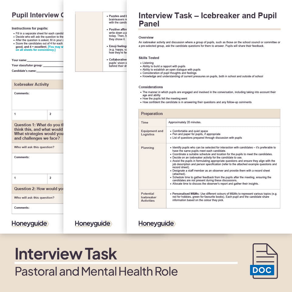 Pastoral and Mental Health Role Interview Pack