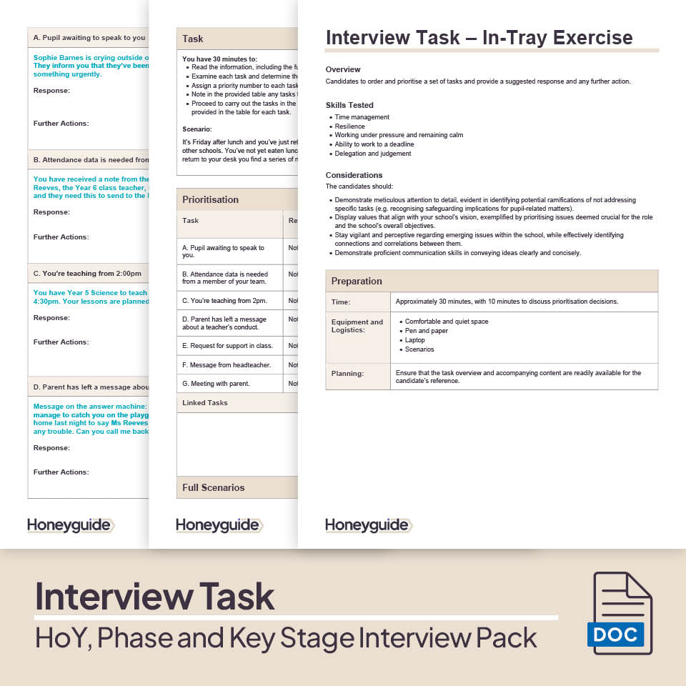 Head of Year, Phase and Key Stage Interview Pack