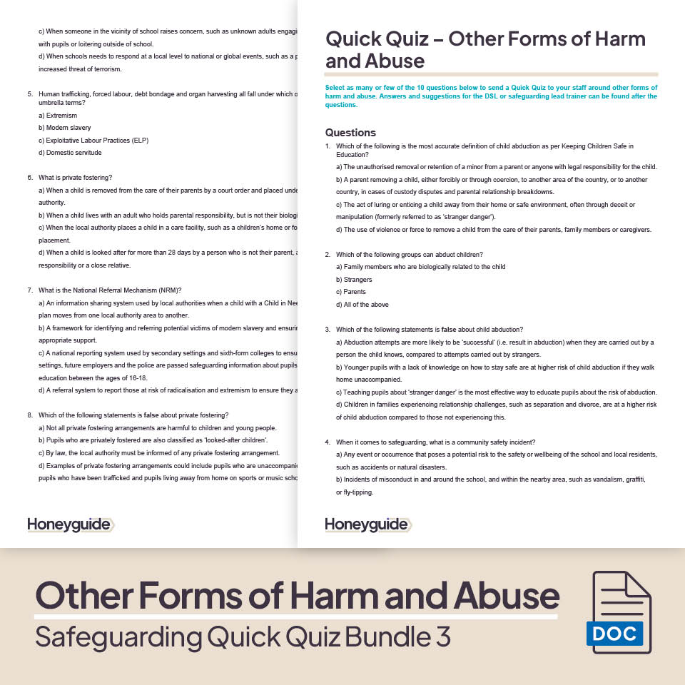 Safeguarding Quick Quiz Bundle 3