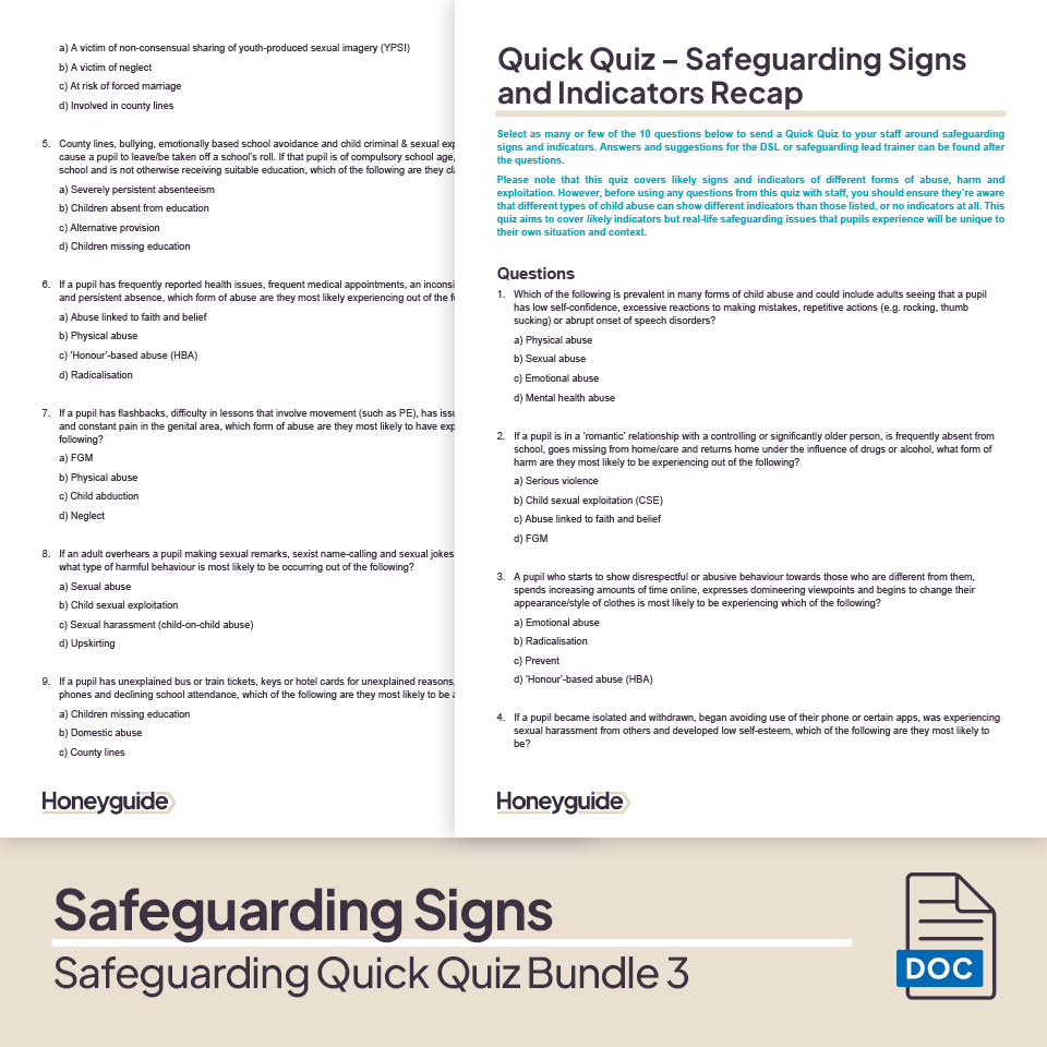 Safeguarding Quick Quiz Bundle 3