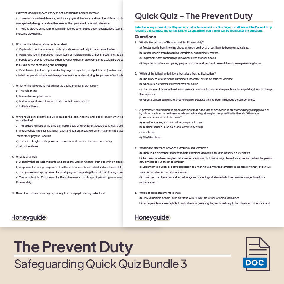Safeguarding Quick Quiz Bundle 3