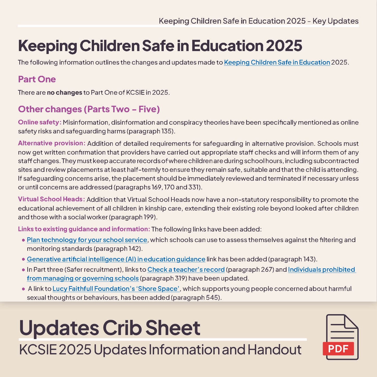 KCSIE 2025 Updates Information Sharing Session
