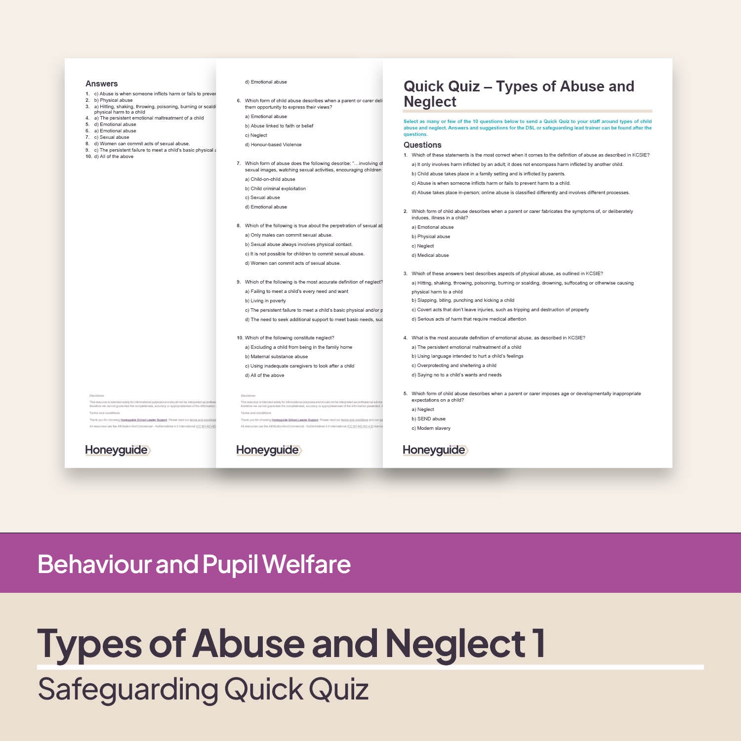 Safeguarding Quick Quizzes - Abuse and Neglect