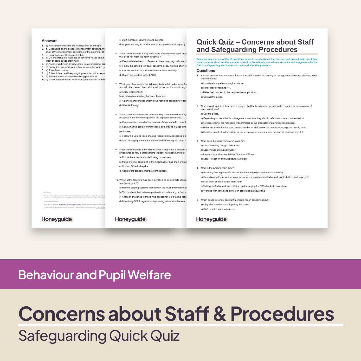 Quick Quizzes – Staff Roles and Responsibilities