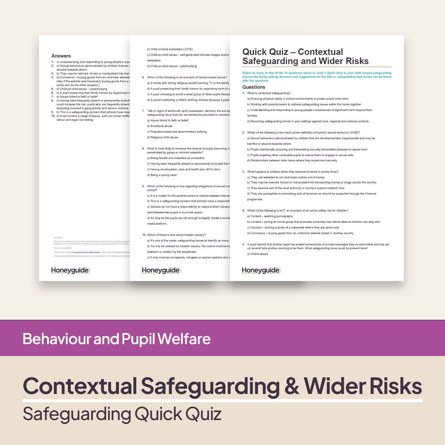 Quick Quizzes – Contextual Safeguarding and Wider Concerns