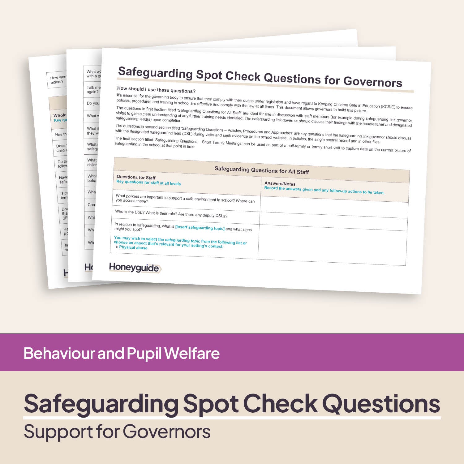Safeguarding Spot Check Questions for Governor Visits