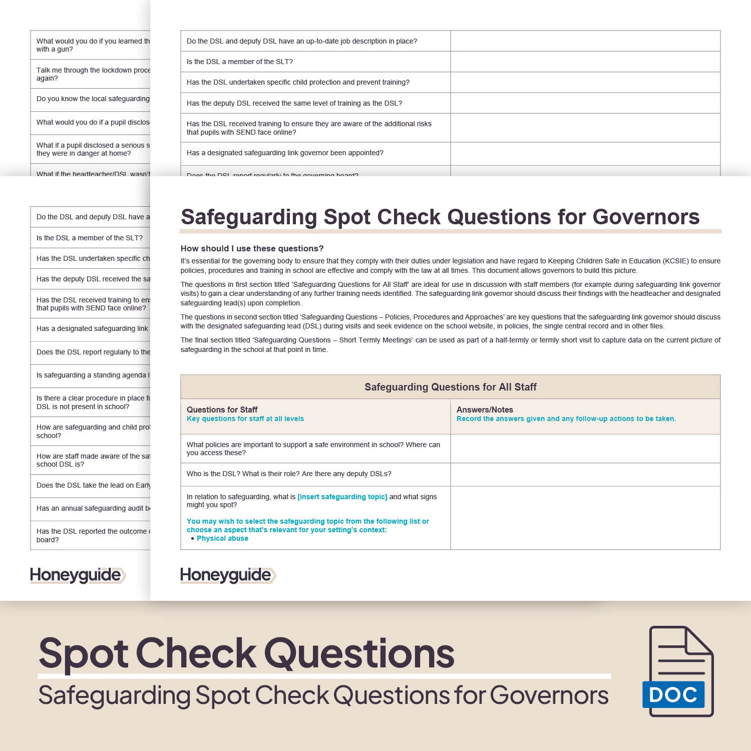 Safeguarding Spot Check Questions for Governor Visits