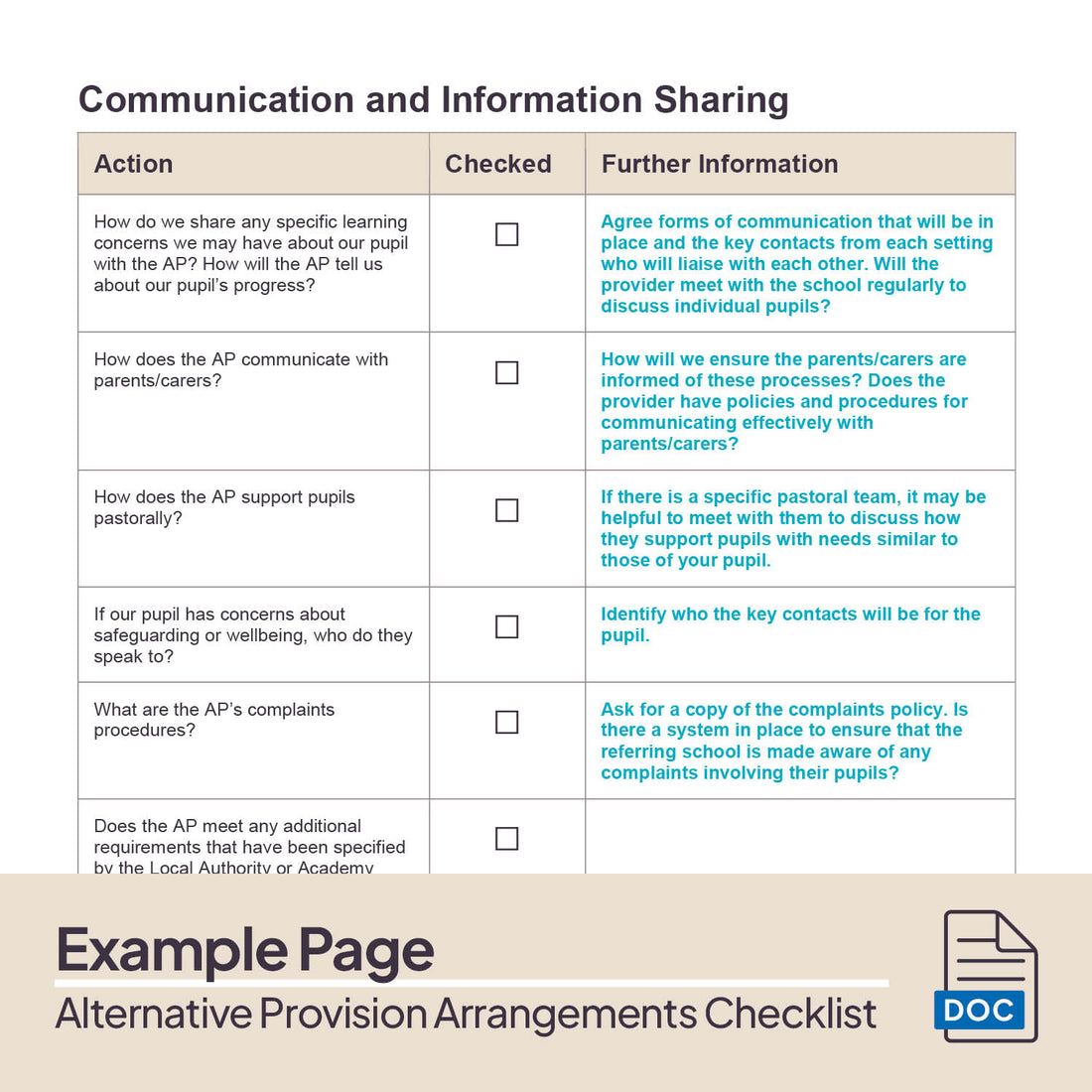 Alternative Provision (AP) Arrangements Checklist | Honeyguide SLS ...