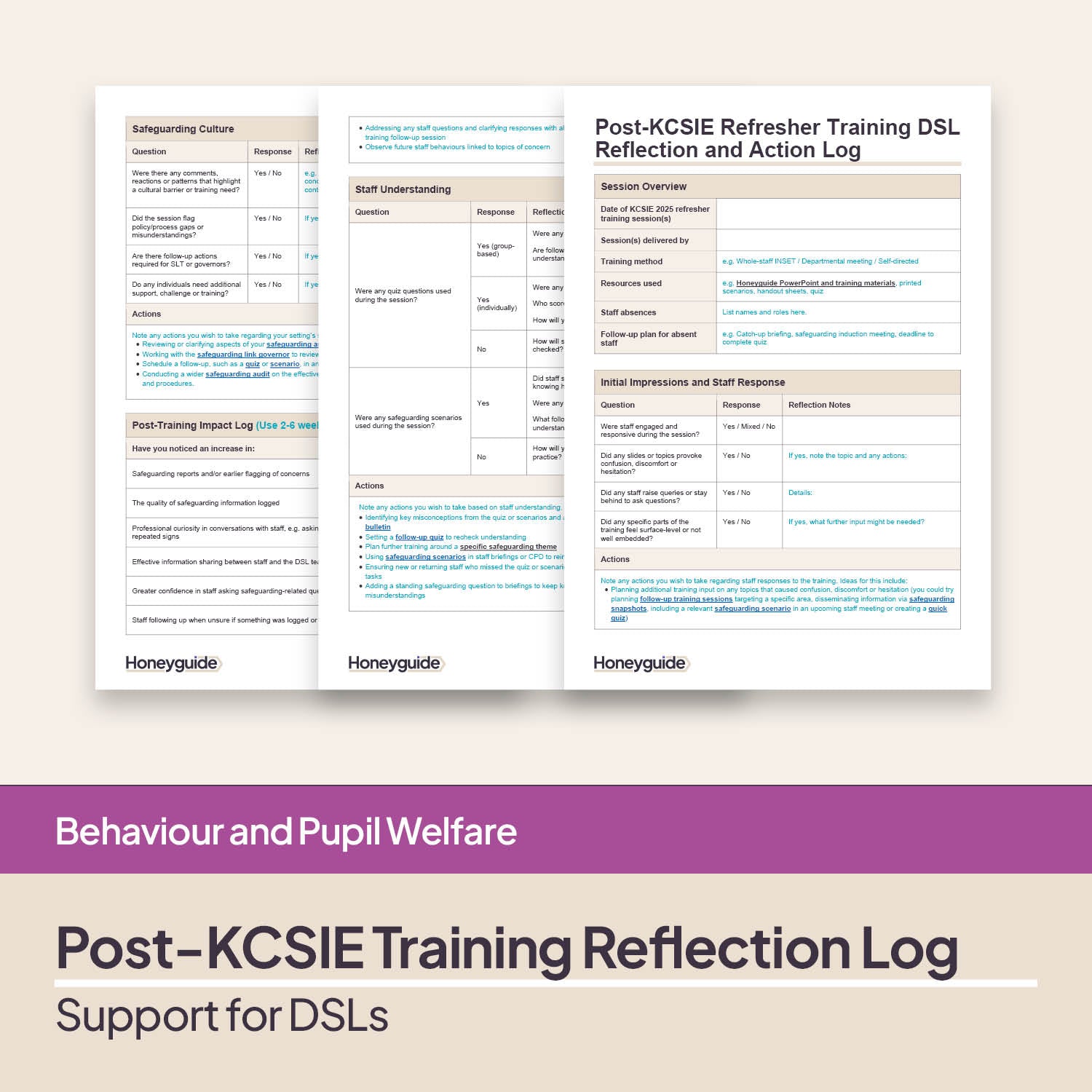 Post-KCSIE Training Reflection and Action Log
