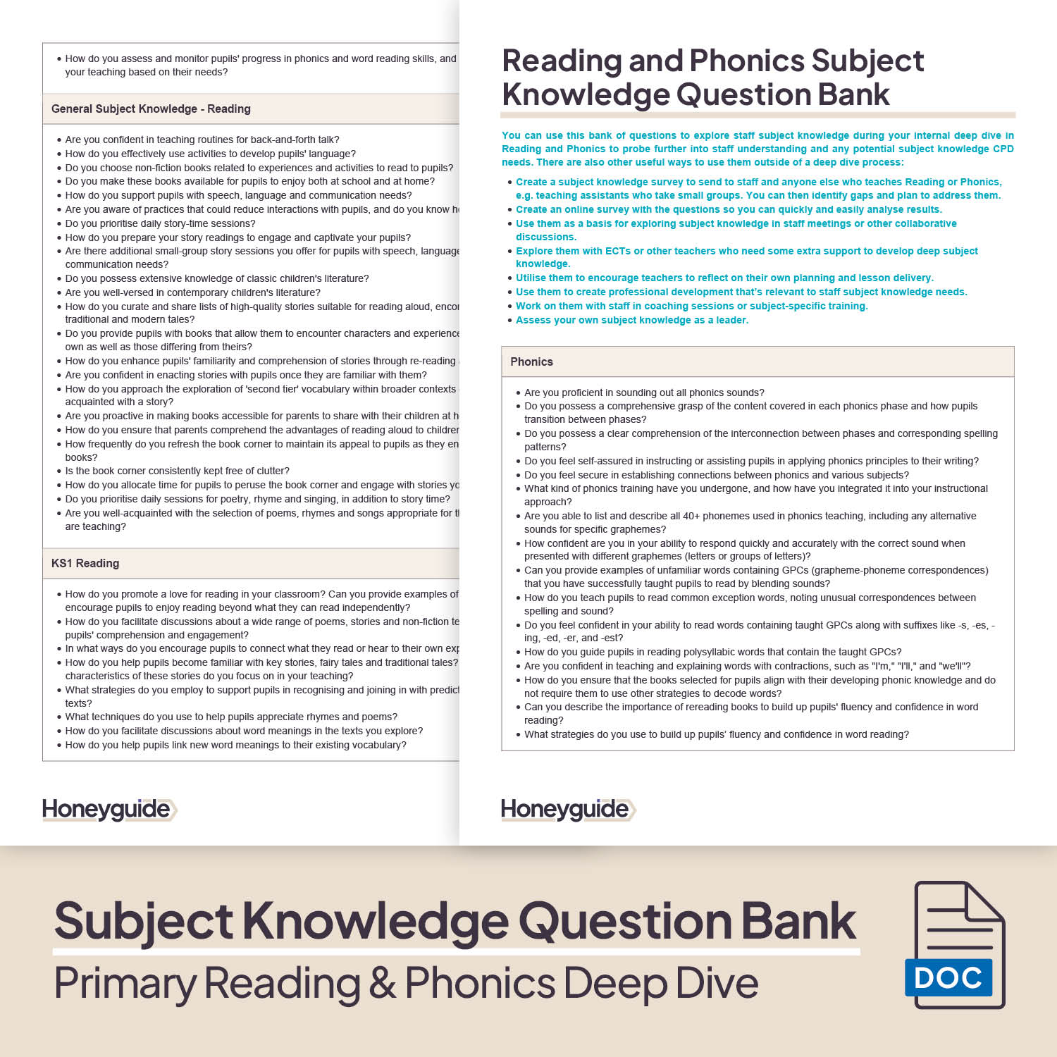 Primary English (Reading and Phonics) Deep Dive and Subject Knowledge Bundle by Honeyguide