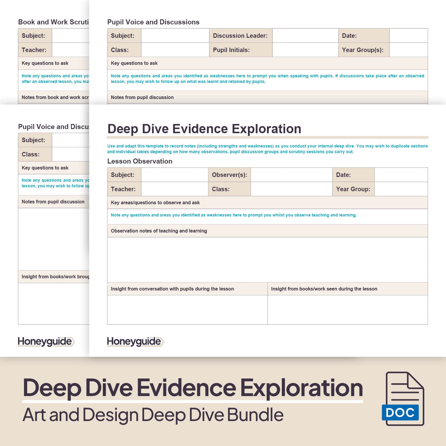 Art and Design Deep Dive and Subject Knowledge Bundle by Honeyguide School Leader Support