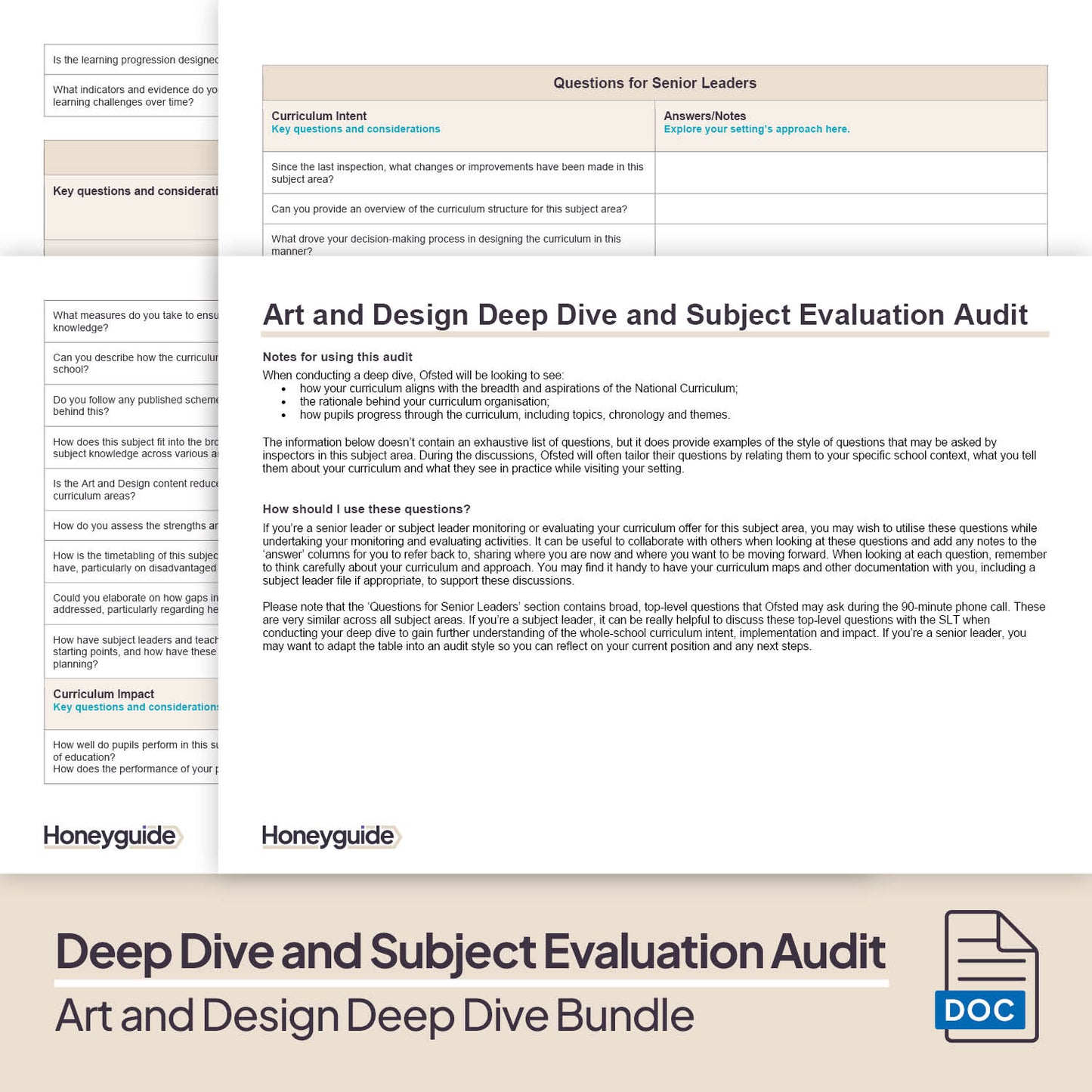 Art and Design Deep Dive and Subject Knowledge Bundle by Honeyguide School Leader Support