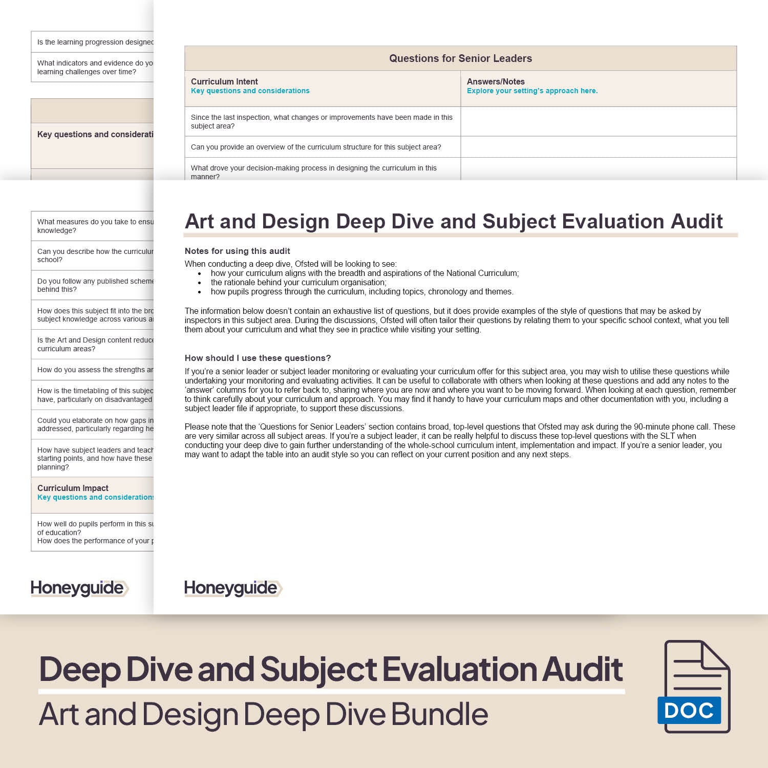 Art and Design Deep Dive and Subject Knowledge Bundle by Honeyguide School Leader Support