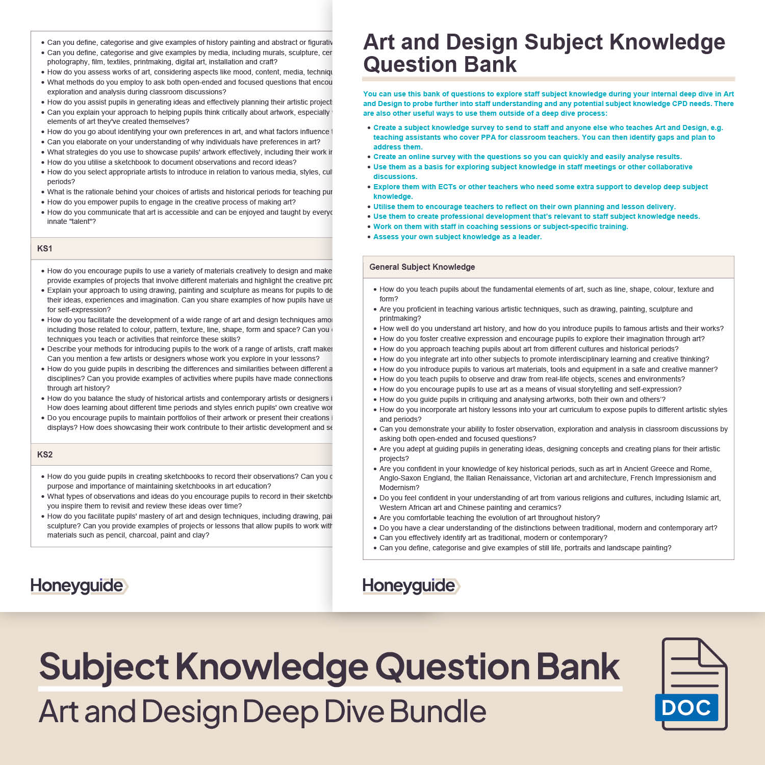 Art and Design Deep Dive and Subject Knowledge Bundle by Honeyguide School Leader Support