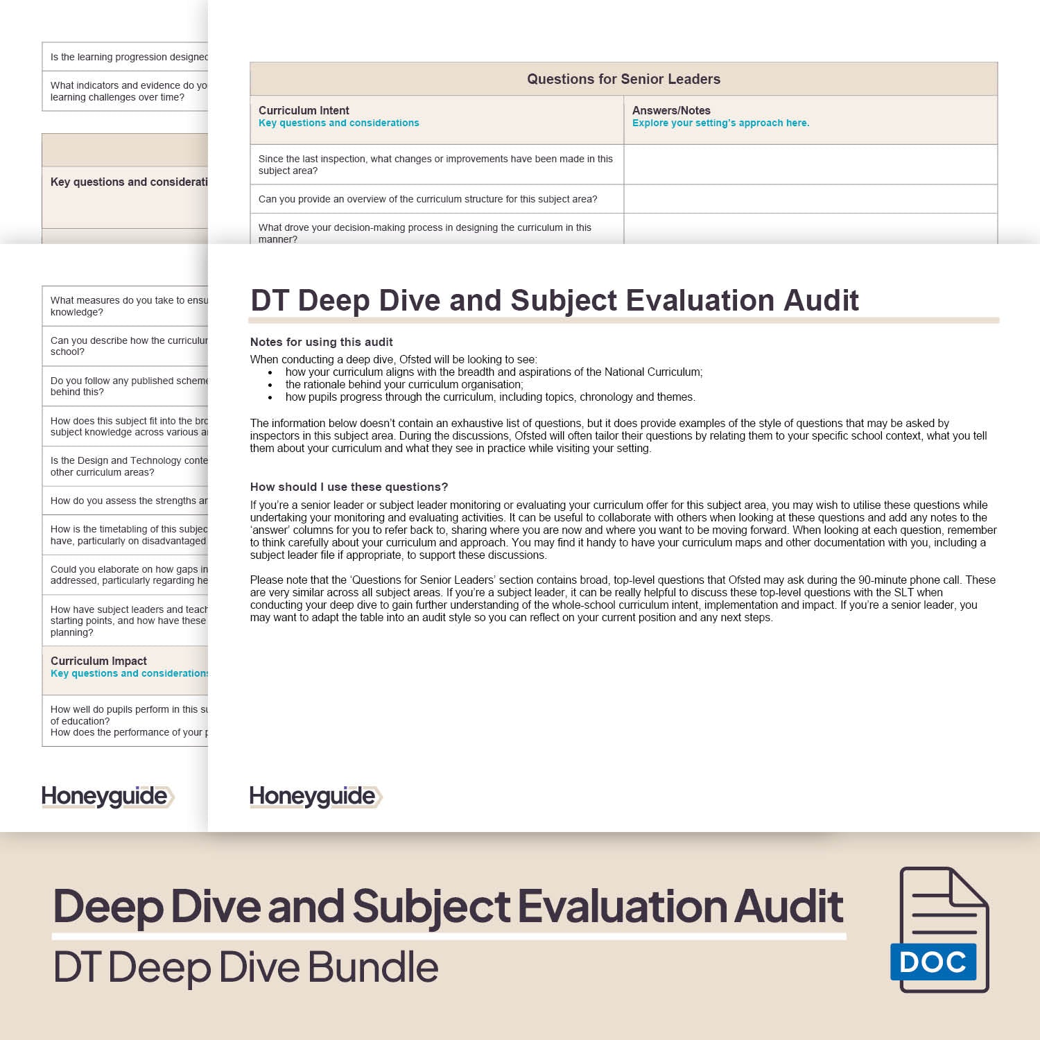 Design and Technology Deep Dive and Subject Knowledge Bundle by Honeyguide School Leader Support