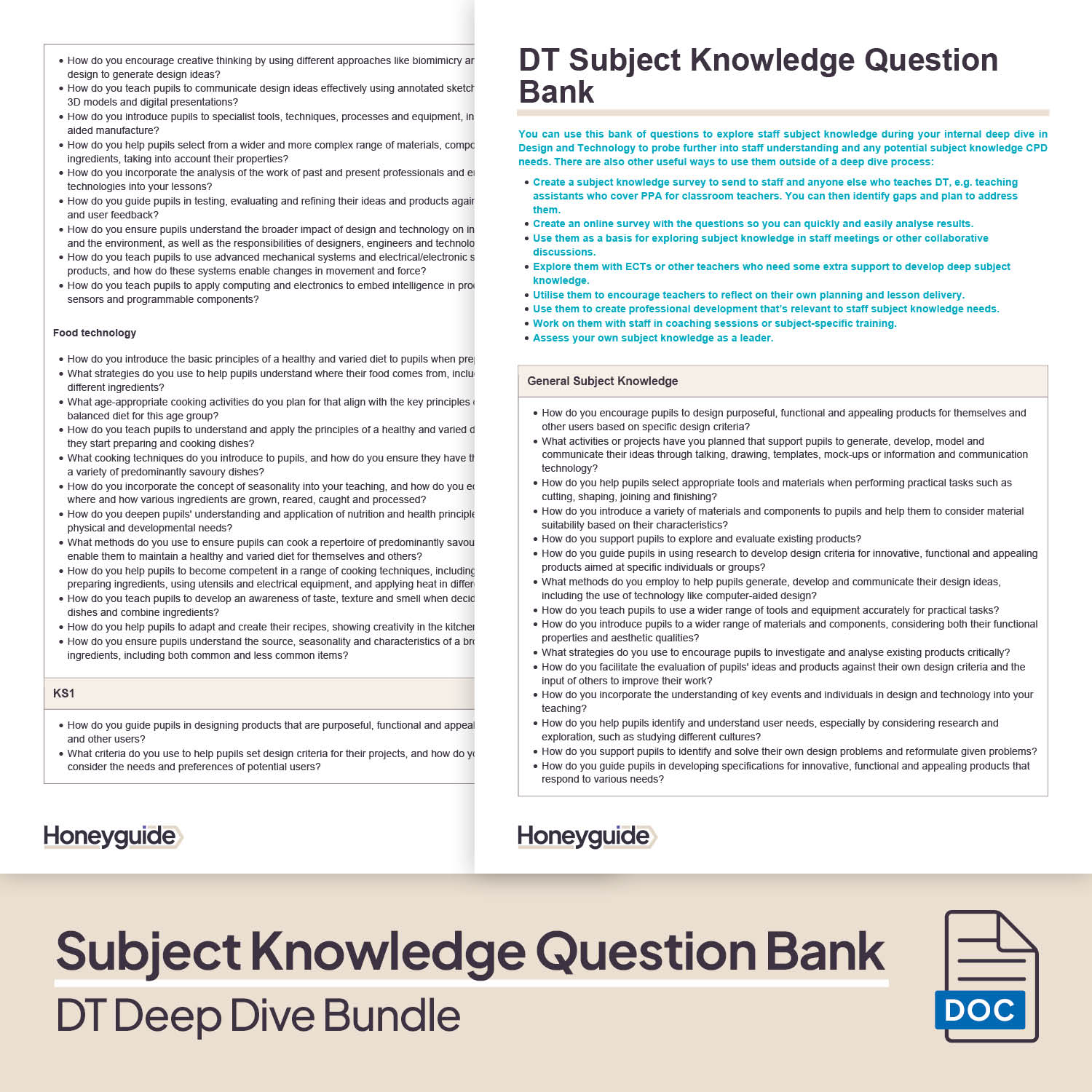 Design and Technology Deep Dive and Subject Knowledge Bundle by Honeyguide School Leader Support