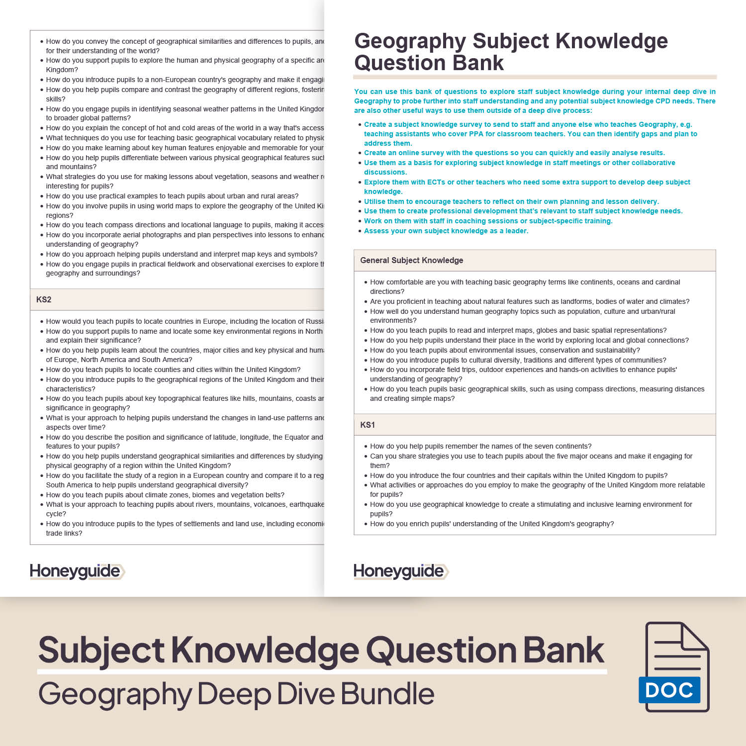 Geography Deep Dive and Subject Knowledge Bundle by Honeyguide School Leader Support