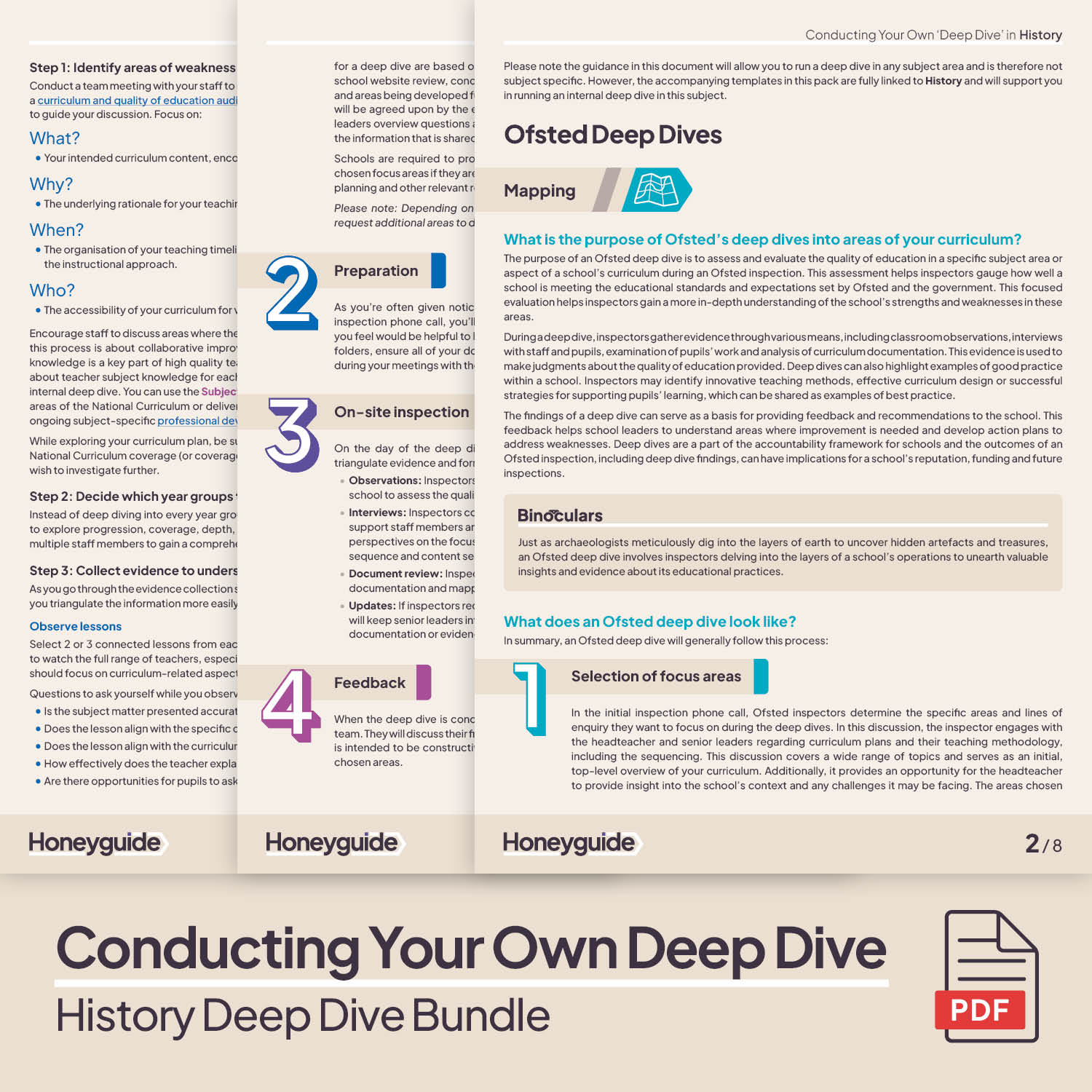 History Deep Dive and Subject Knowledge Bundle by Honeyguide School Leader Support