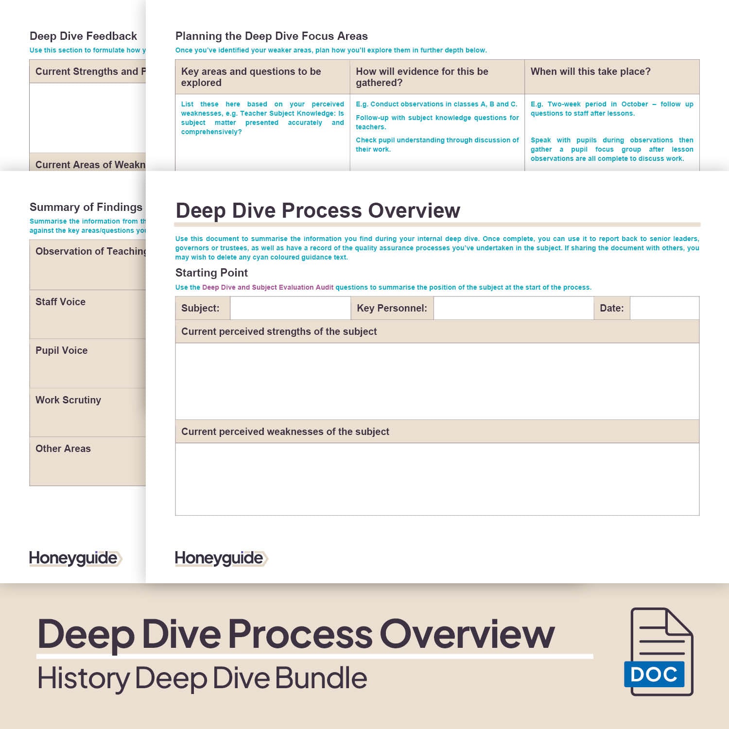History Deep Dive and Subject Knowledge Bundle by Honeyguide School Leader Support