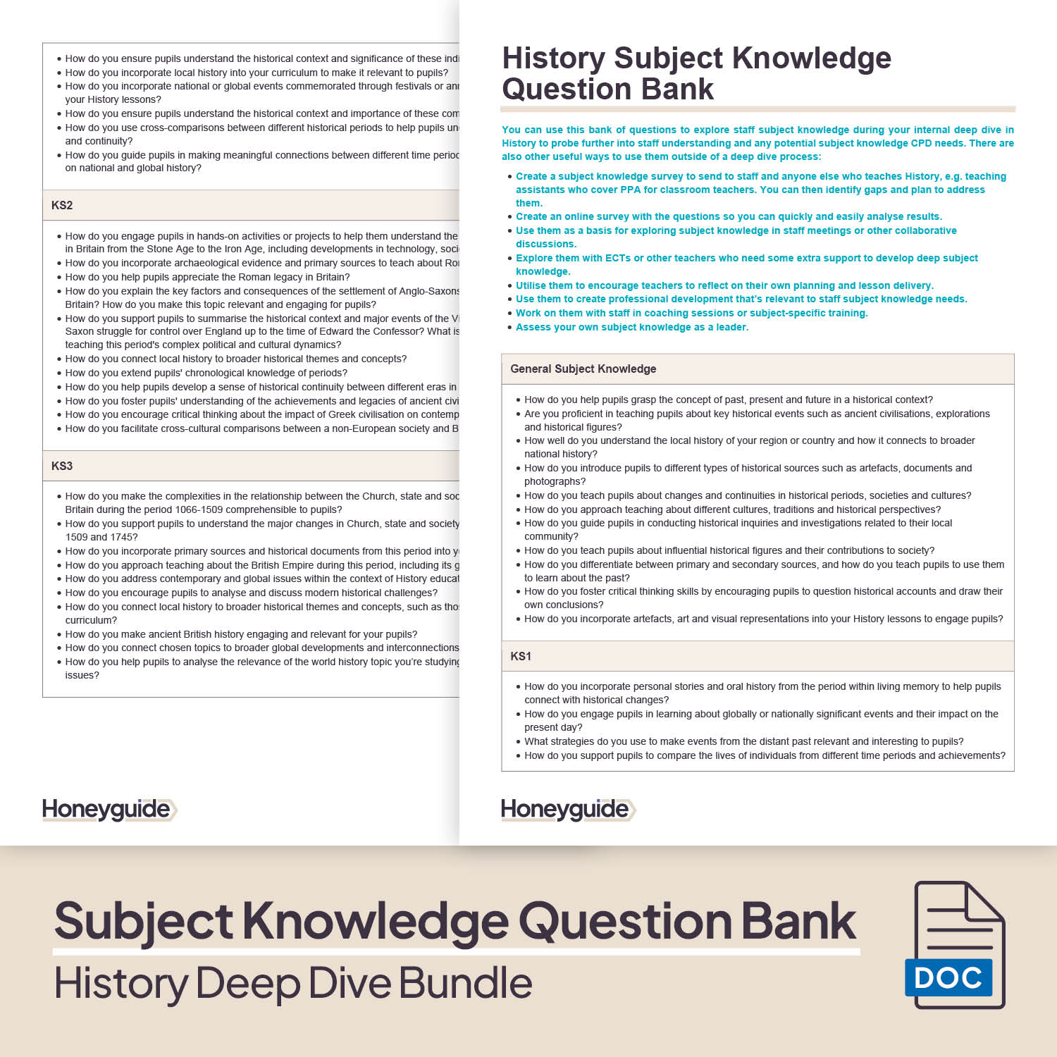 History Deep Dive and Subject Knowledge Bundle by Honeyguide School Leader Support