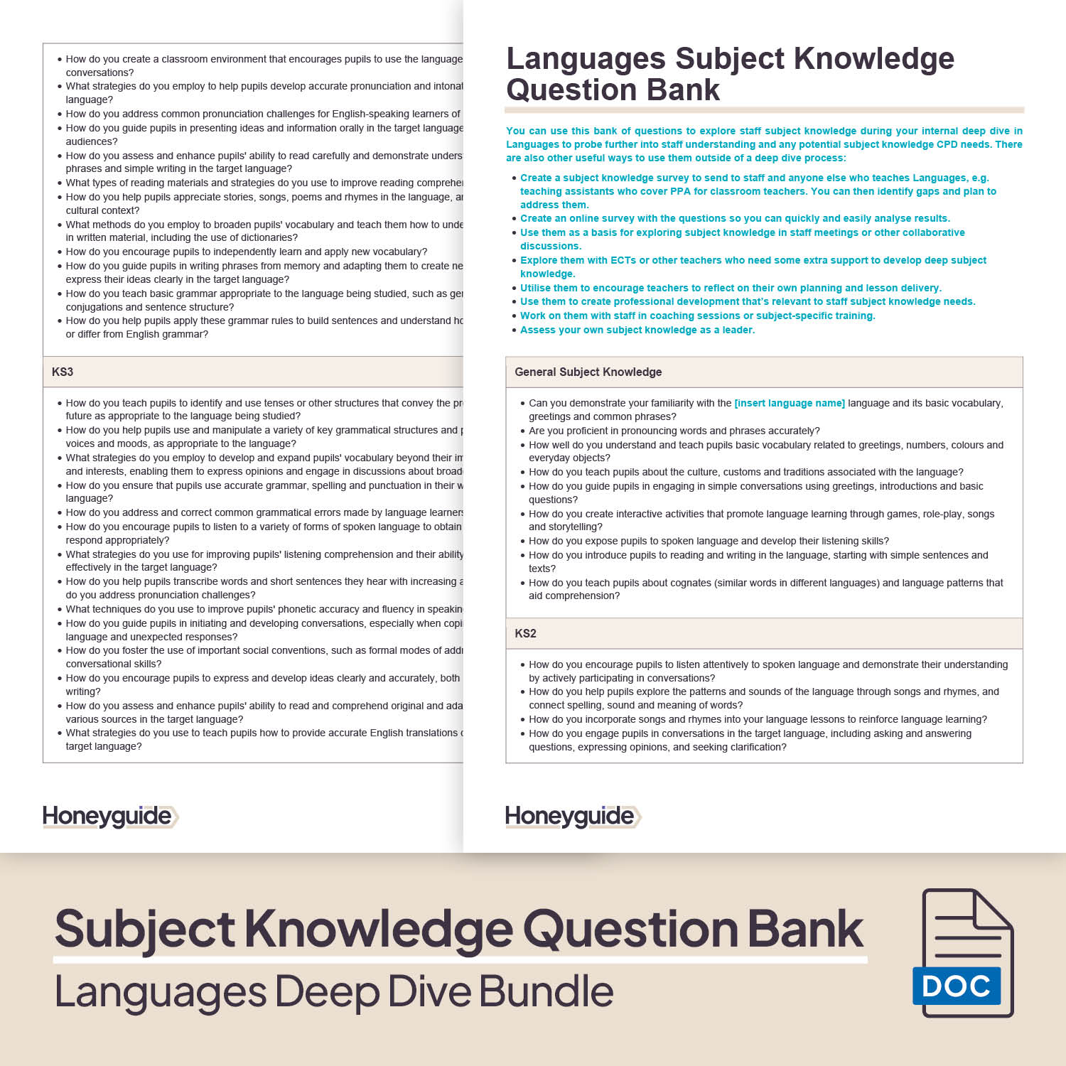 Languages Deep Dive and Subject Knowledge Bundle by Honeyguide School Leader Support