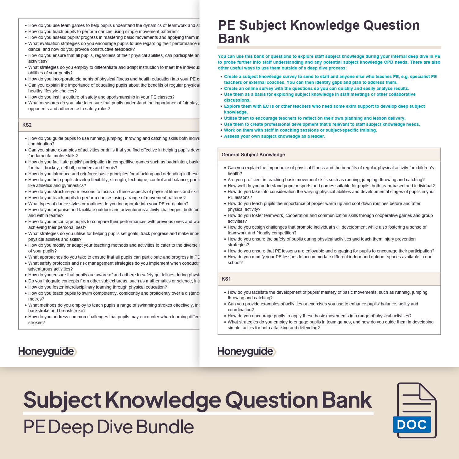 PE Deep Dive and Subject Knowledge Bundle by Honeyguide School Leader Support