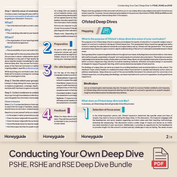 PSHE, RSHE and RSE Deep Dive and Subject Knowledge Bundle by Honeyguide School Leader Support