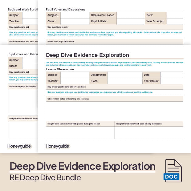 RE Deep Dive and Subject Knowledge Bundle by Honeyguide School Leader Support